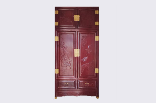 闽侯高端中式家居装修深红色纯实木衣柜